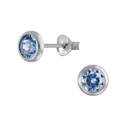 5mm Silver Stud Earrings with Crystals - Wholesale - 4423