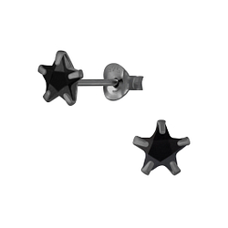 6mm Star Cubic Zirconia Silver Stud Earrings - 5423
