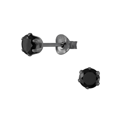 4mm Round Cubic Zirconia Silver Stud Earrings - Wholesale - 5425