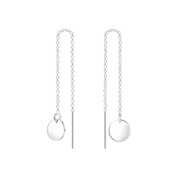 Silver Thread Through Round Earrings - 5515 Silver Thread Through Round Earrings - 5515