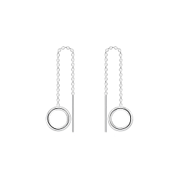Silver Thread Through Circle Earrings - 5512