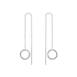 Silver Thread Through Circle Earrings - 5513