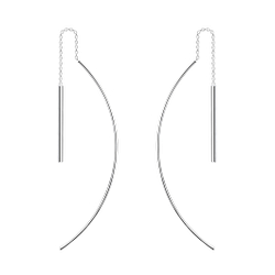 Silver Thread Through Bar Earrings - 5345
