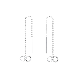 Silver Thread Through Infinity Earrings - 5503