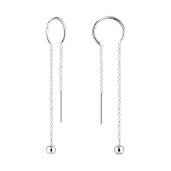 Silver Thread Through Ball Earrings - 5360