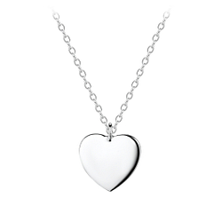 Silver Heart Necklace - 8155