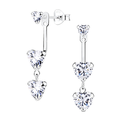 Silver Triple Heart Ear Jacket - 6190