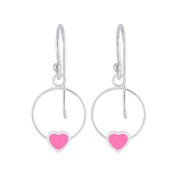 Silver Heart Wire Earrings - 5839