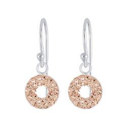 Silver Circles Crystal Earrings - 6155