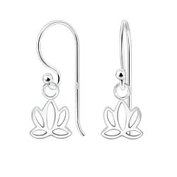 Silver Lotus Flower Earrings - 3833