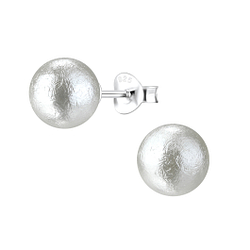 8mm Pearl Silver Stud Earrings - 6209