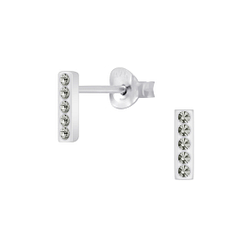 Silver Bar Crystal Stud Earrings - Wholesale - 5650 Silver Bar Crystal Stud Earrings - Wholesale - 5650