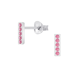 Silver Bar Crystal Stud Earrings - 5650