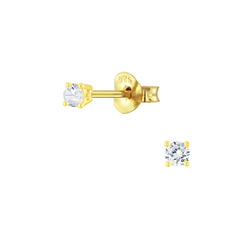 2mm Round Cubic Zirconia Silver Stud Earrings - 4718