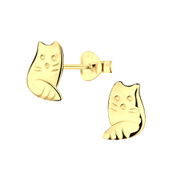 Silver Cat Stud Earrings - 5270 Silver Cat Stud Earrings - 5270