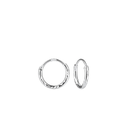 10mm Silver Diamond Cut Hoop Earrings - 6135