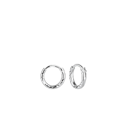 8mm Silver Diamond Cut Hoop Earrings - 6132