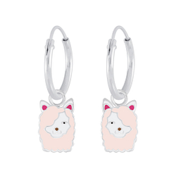 Silver Llama Charm Hoop Earrings - 5831