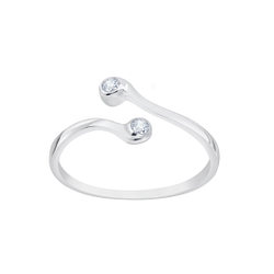Silver Sparkling Open Ring - 6520