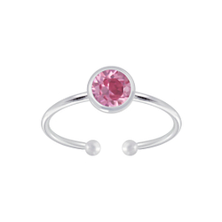 5mm Silver Open Ring with Crystal - 5969 5mm Silver Open Ring with Crystal - 5969