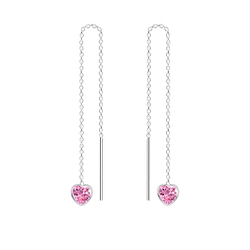 4mm Heart Cubic Zirconia Silver Thread Through Earrings - Wholesale - 4599 4mm Heart Cubic Zirconia Silver Thread Through Earrings - Wholesale - 4599