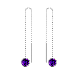 6mm Round Cubic Zirconia Silver Thread Through Earrings - Wholesale - 4677 6mm Round Cubic Zirconia Silver Thread Through Earrings - Wholesale - 4677