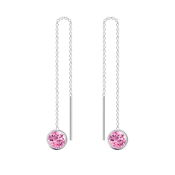 6mm Round Cubic Zirconia Silver Thread Through Earrings - 4677