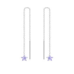 4mm Star Cubic Zirconia Silver Thread Through Earrings - Wholesale - 4598 4mm Star Cubic Zirconia Silver Thread Through Earrings - Wholesale - 4598