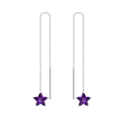 6mm Star Cubic Zirconia Silver Thread Through Earrings - Wholesale - 6492 6mm Star Cubic Zirconia Silver Thread Through Earrings - Wholesale - 6492