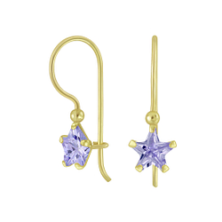 6mm Star Cubic Zirconia Silver Earrings - Wholesale - 5156