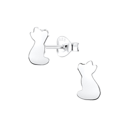 Silver Fox Stud Earrings - 4669