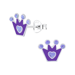 Silver Crown Stud Earrings - 5618