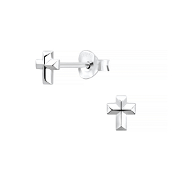 Silver Cross Stud Earrings - 5060 Silver Cross Stud Earrings - 5060