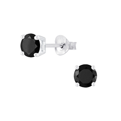 5mm Round Cubic Zirconia Silver Stud Earrings - Wholesale - 6396
