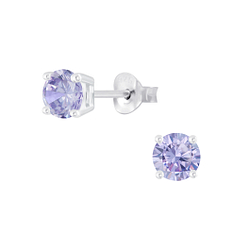 5mm Round Cubic Zirconia Silver Stud Earrings - 6396