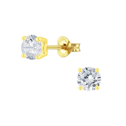 5mm Round Cubic Zirconia Silver Stud Earrings - 6398