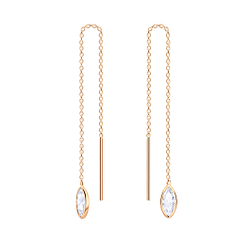 3X6 Marquise Cubic Zirconia Silver Thread Through Earrings - 4670