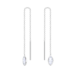 3X6 Marquise Cubic Zirconia Silver Thread Through Earrings - 6504