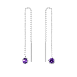 4mm Round Cubic Zirconia Silver Thread Through Earrings - Wholesale - 4678