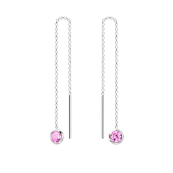 4mm Round Cubic Zirconia Silver Thread Through Earrings - Wholesale - 4678