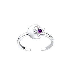 Silver Moon and Star Toe Ring - Wholesale - 6245 Silver Moon and Star Toe Ring - Wholesale - 6245
