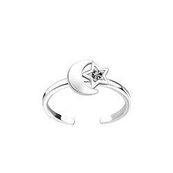 Silver Moon and Star Toe Ring - 6245