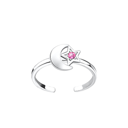 Silver Moon and Star Toe Ring - 6245