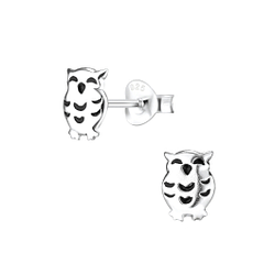 Silver Owl Stud Earrings - 6424