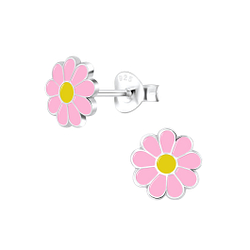 Silver Daisy Flower Stud Earrings - 6014