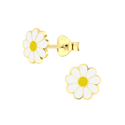 Silver Daisy Flower Stud Earrings - 6007