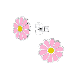 Silver Daisy Flower Stud Earrings - 6023
