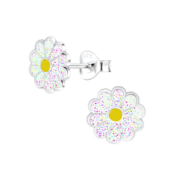 Silver Daisy Flower Stud Earrings - 6017