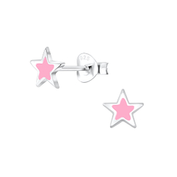 Silver Star Stud Earrings - 5893