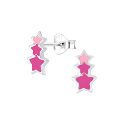 Silver Triple Star Stud Earrings - 5999